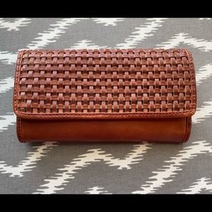Patricia Nash basket weave brown leather wallet